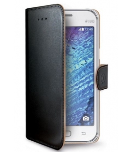 Púzdro typu kniha CELLY Wally pre Samsung Galaxy J1, PU koža, čierne