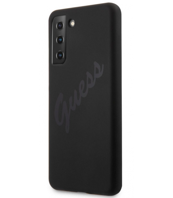 GUHCS21SLSVSBK Guess Silicone Vintage zadný kryt pre Samsung Galaxy S21, čierna