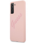 GUHCS21MLSVSPI Guess Silicone Vintage Zadný Kryt pre Samsung Galaxy S21+ Pink